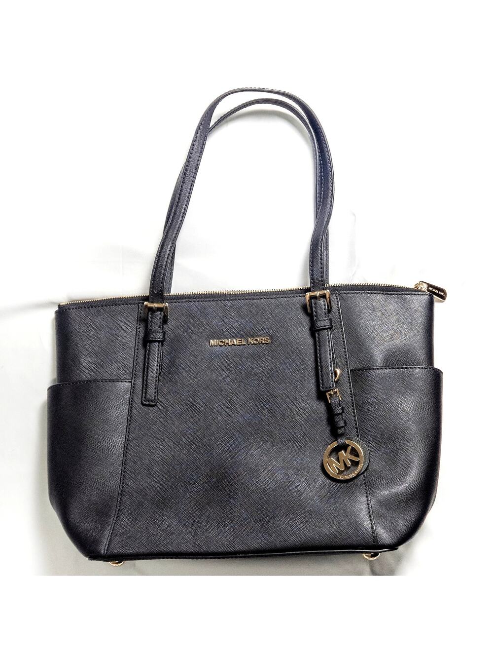 Michael Kors Jet Set Travel Top-Zip Textured Leather Structured Tote
